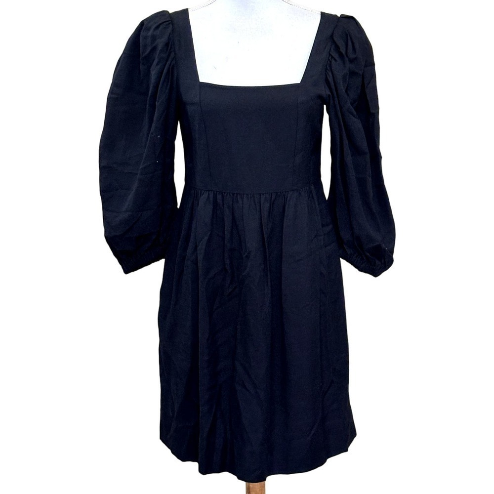 ba & sh Lady dress, black, 0, statement‎ sleeves, square neck, Edwardian, brunch